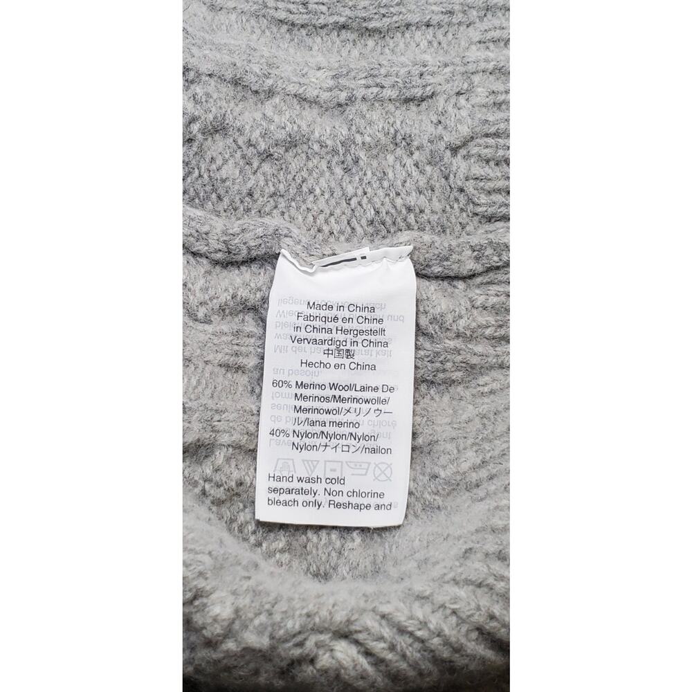 J.Crew Sweater Mens Sz S Gray Blue Wool Cable Knit Chunky Pullover Colorblock Z2 - Picture 6 of 9